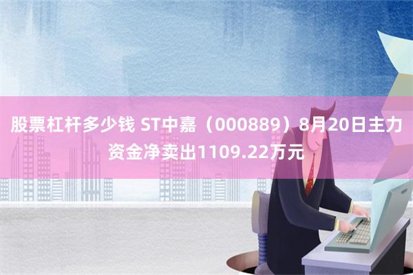 股票杠杆多少钱 ST中嘉（000889）8月20日主力资金净卖出1109.22万元