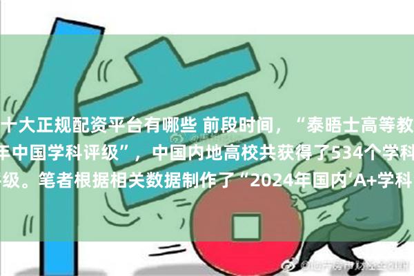 十大正规配资平台有哪些 前段时间，“泰晤士高等教育”机构发布了“2024年中国学科评级”，中国内地高校共获得了534个学科获得A+评级。笔者根据相关数据制作了“2024年国内‘A+学科’30强名单”（按照A+学科数量排名）