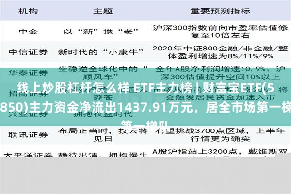 线上炒股杠杆怎么样 ETF主力榜 | 财富宝ETF(511850)主力资金净流出1437.91万元，居全市场第一梯队